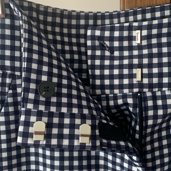 ZARA WOMAN | Navy Blue Gingham Pattern Pants - Picture 3 of 9